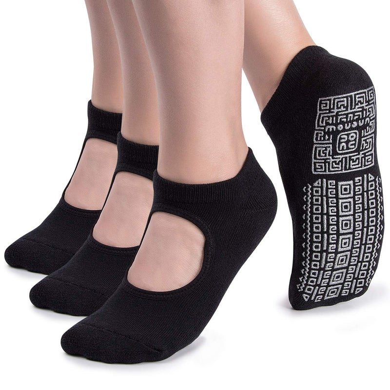 unenow Non Slip Grip Yoga Socks for Women with Cushion for Pilates, Barre, Dance - Image 1